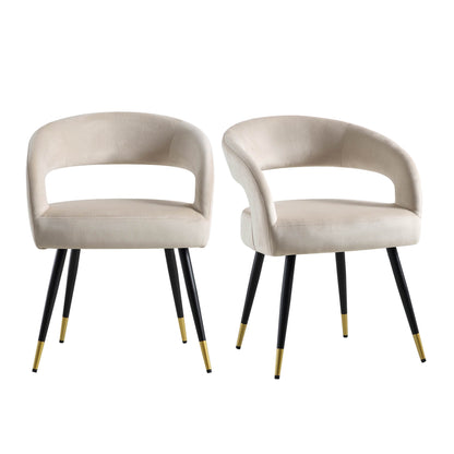 Ensemble de 2 chaises de salle à manger en velours champagne Laurel Wave