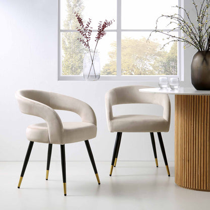 Ensemble de 2 chaises de salle à manger en velours champagne Laurel Wave