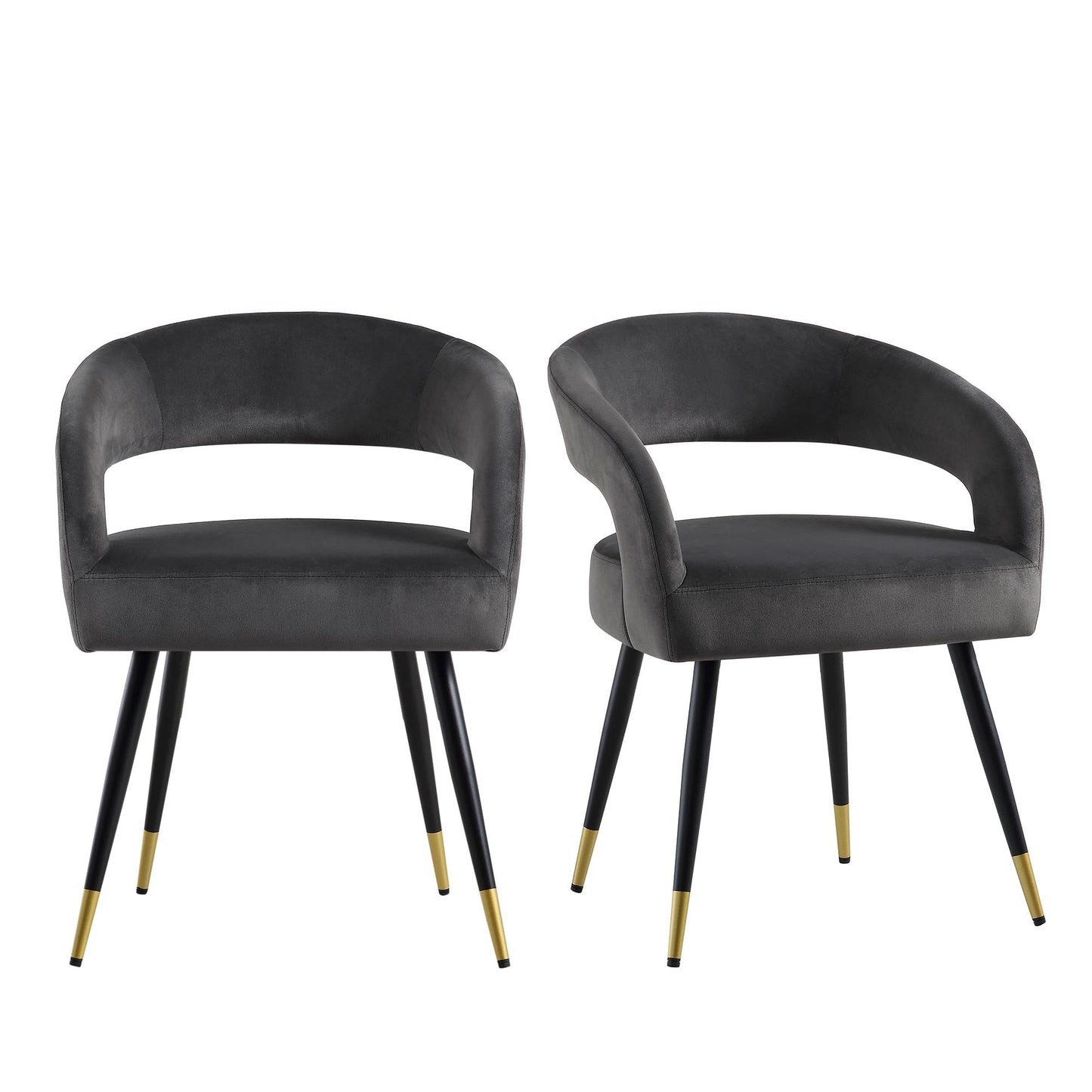 Ensemble de 2 chaises de salle à manger en velours anthracite Laurel Wave