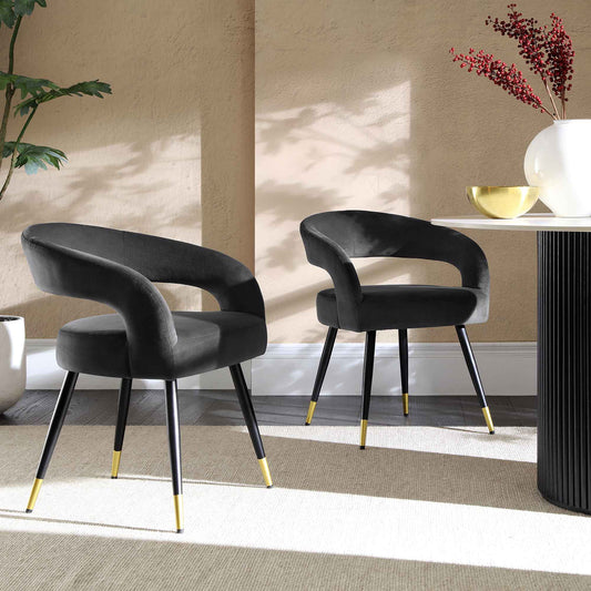 Ensemble de 2 chaises de salle à manger en velours anthracite Laurel Wave
