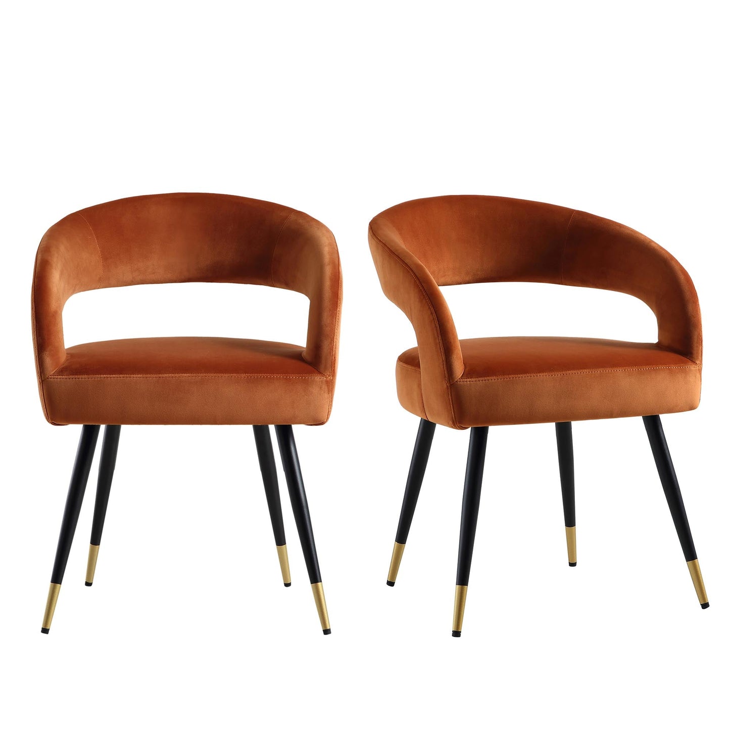 Ensemble de 2 chaises de salle à manger en velours rouille Laurel Wave