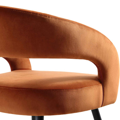 Ensemble de 2 chaises de salle à manger en velours rouille Laurel Wave