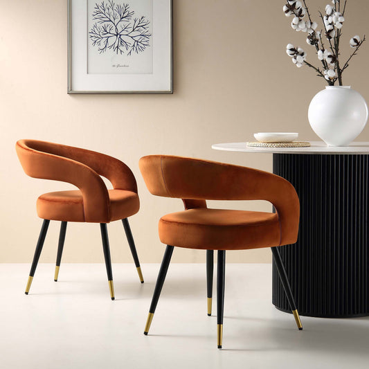 Ensemble de 2 chaises de salle à manger en velours rouille Laurel Wave