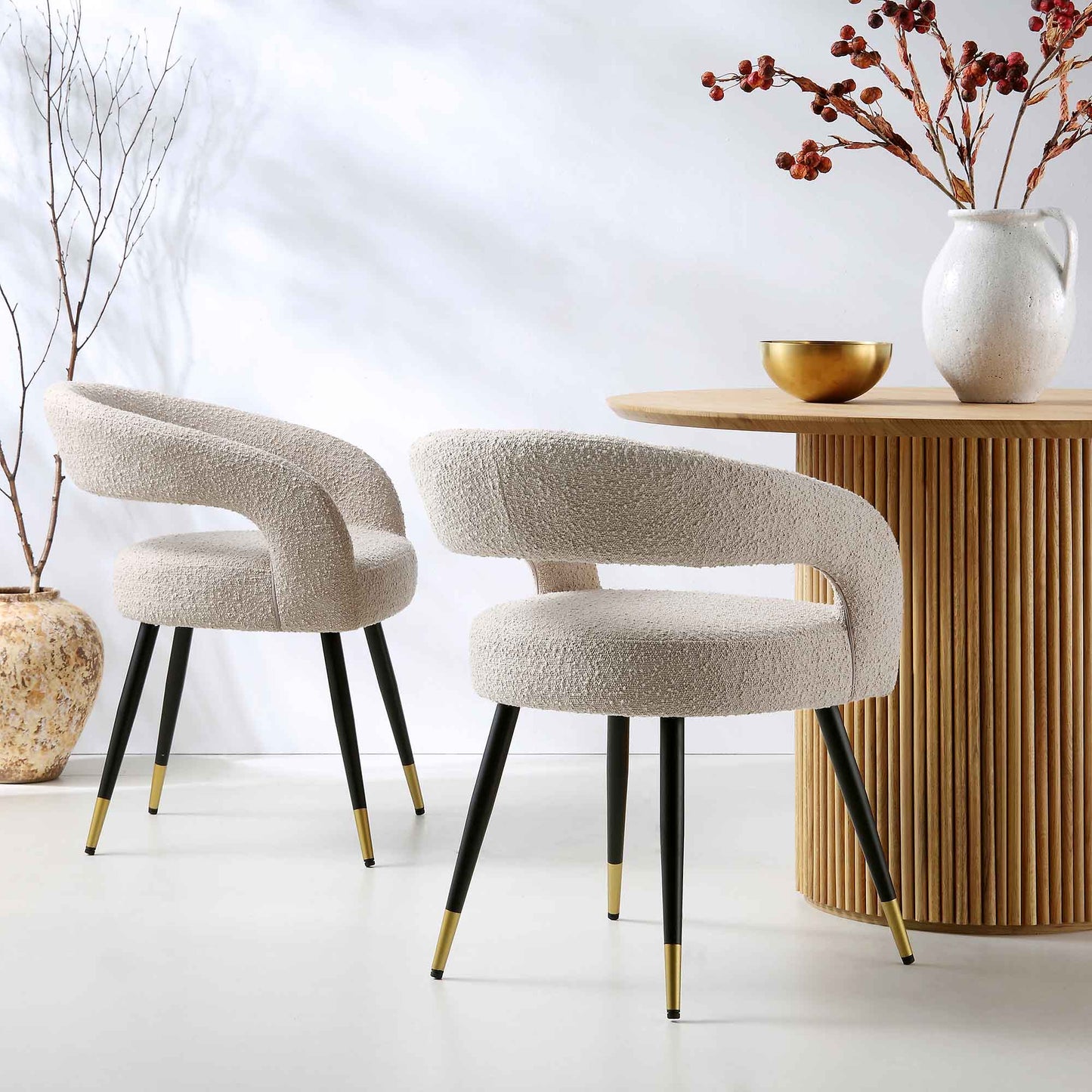 Ensemble de 2 chaises de salle à manger Laurel Wave Taupe Boucle