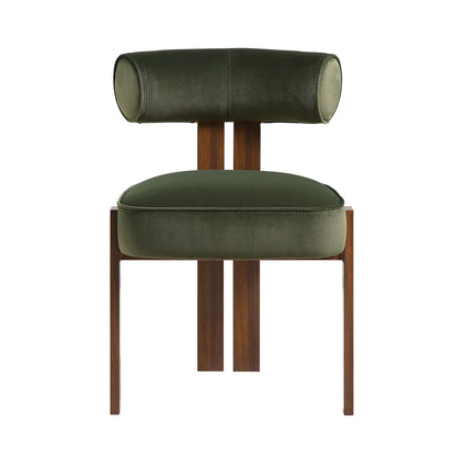 Chaise de salle à manger en velours vert mousse Ophelia