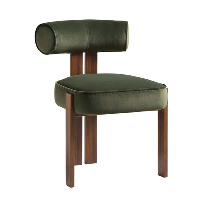 Chaise de salle à manger en velours vert mousse Ophelia