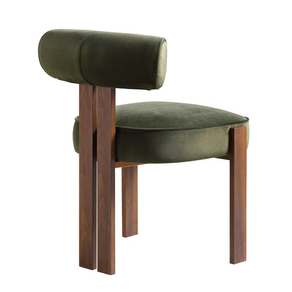 Chaise de salle à manger en velours vert mousse Ophelia