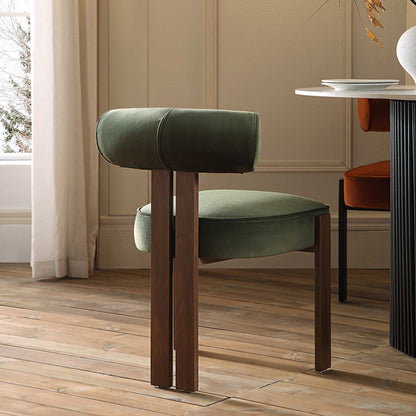 Chaise de salle à manger en velours vert mousse Ophelia