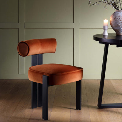 Chaise de salle à manger en velours rouille Ophelia
