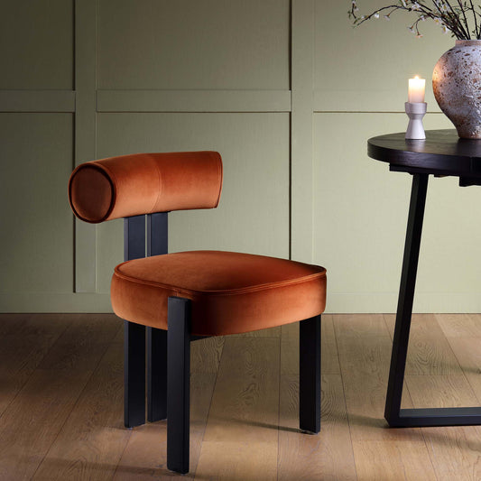 Chaise de salle à manger en velours rouille Ophelia
