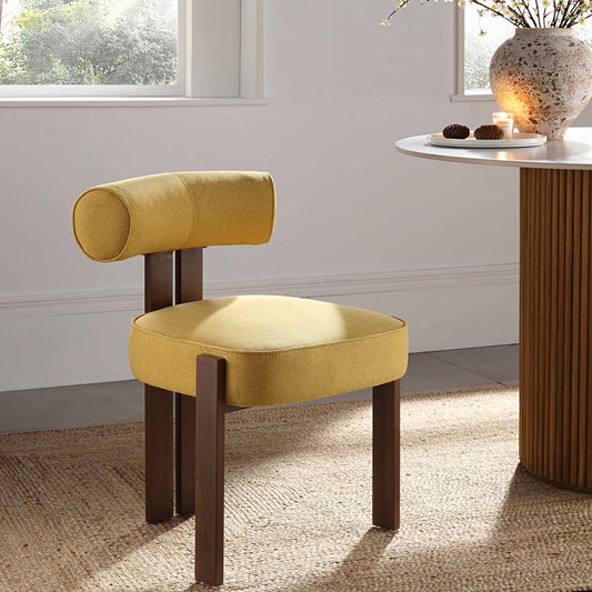 Chaise de salle à manger en tissu doré et miel Ophelia