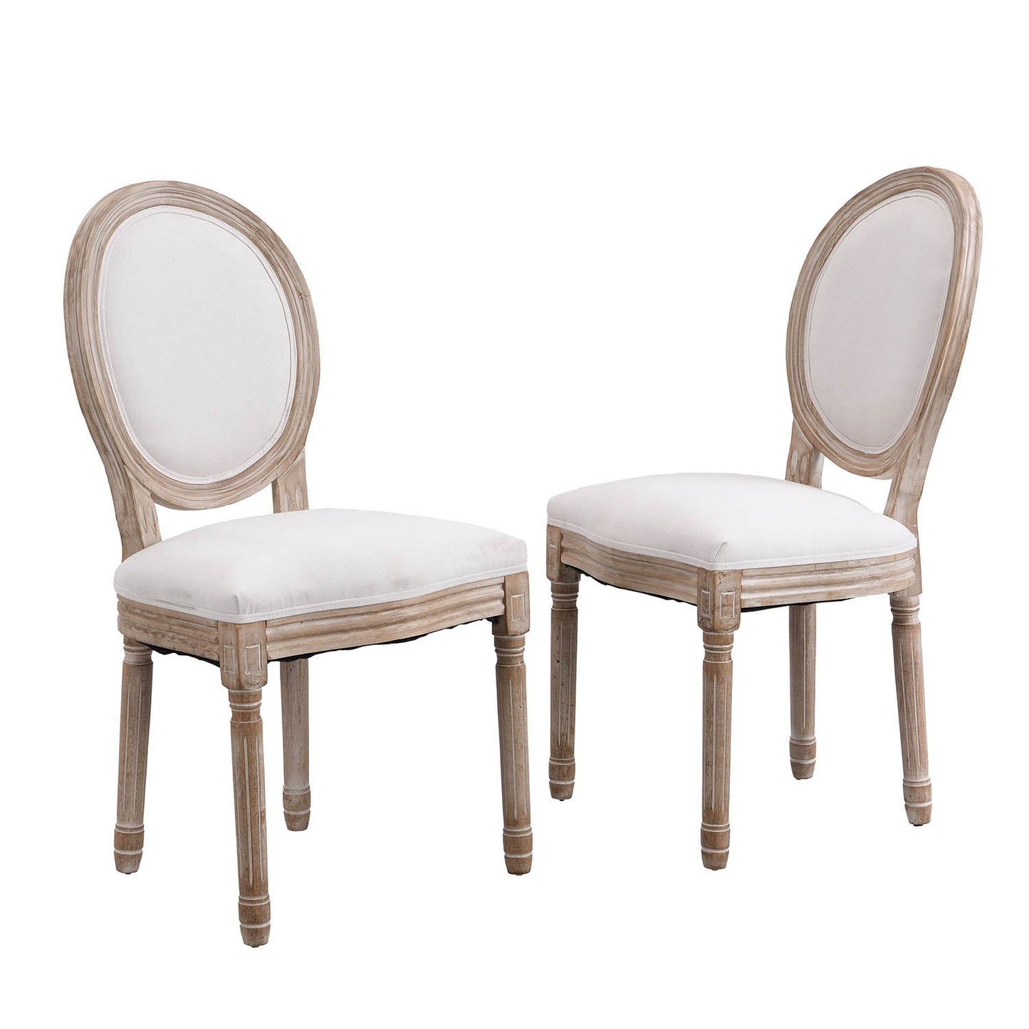 Lot de 2 chaises de salle à manger classiques en bois blanchi à la chaux Lainston, beige