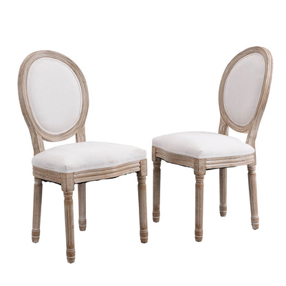 Lot de 2 chaises de salle à manger classiques en bois blanchi à la chaux Lainston, beige