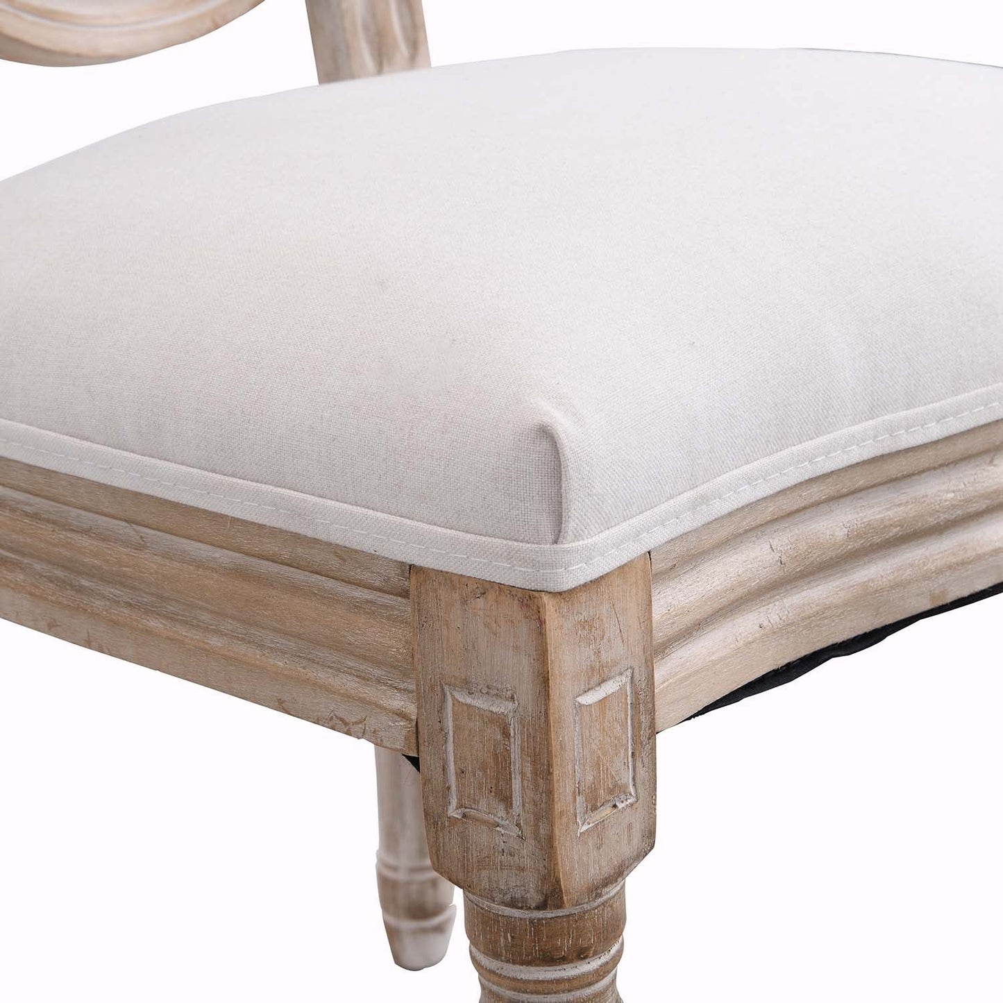 Lot de 2 chaises de salle à manger classiques en bois blanchi à la chaux Lainston, beige