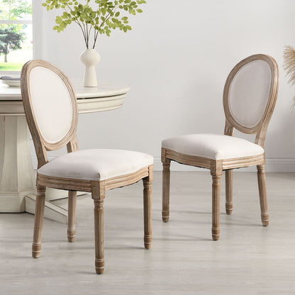 Lot de 2 chaises de salle à manger classiques en bois blanchi à la chaux Lainston, beige