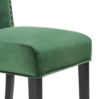 Ensemble de 2 chaises de salle à manger en velours vert Maidwell