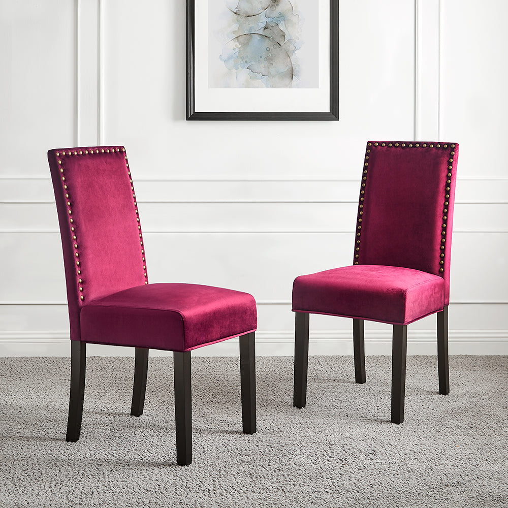 Ensemble de 2 chaises de salle à manger Maidwell en velours rouge cramoisi