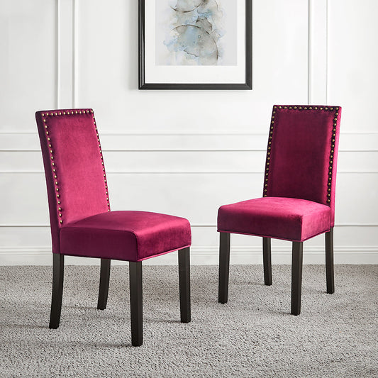 Ensemble de 2 chaises de salle à manger Maidwell en velours rouge cramoisi