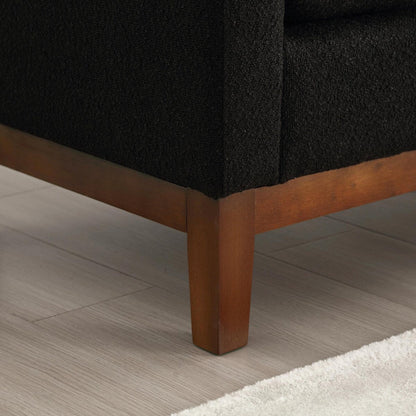 Élégant banc ottoman rembourré de 53,5 pouces avec pieds en bois et coussins cylindriques