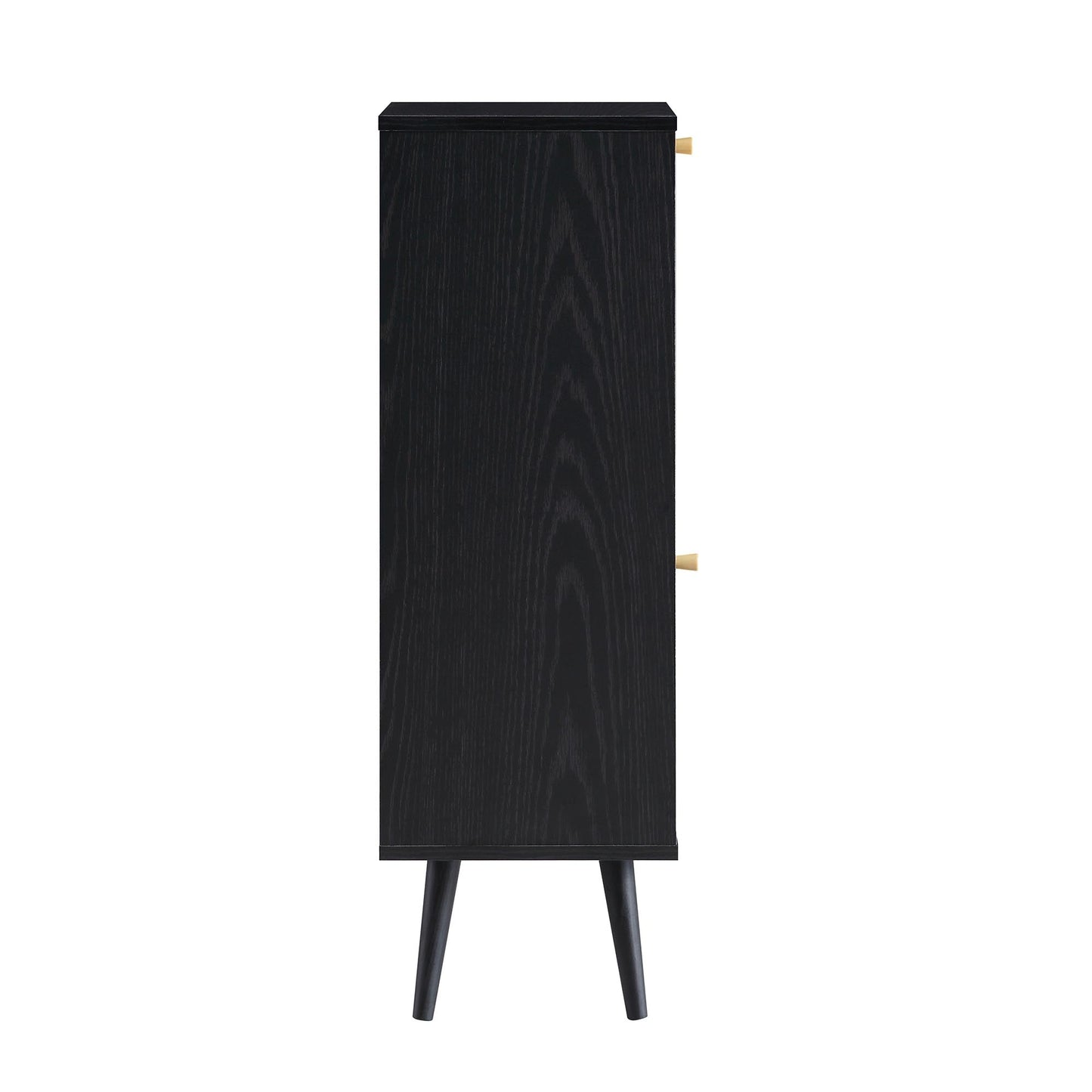 Armoire de salle de bain 1 porte en rotin tressé Frances, noir
