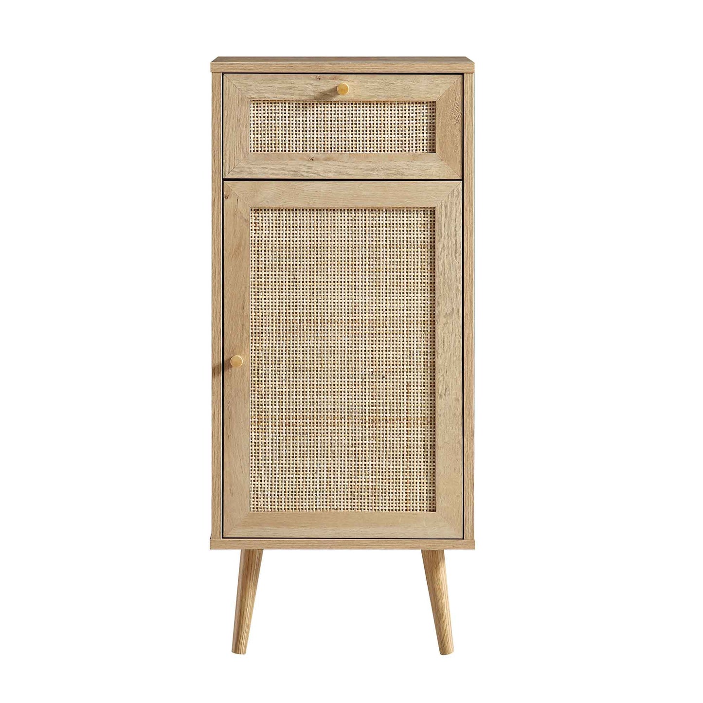 Meuble de salle de bain 1 porte en rotin tressé Frances, naturel