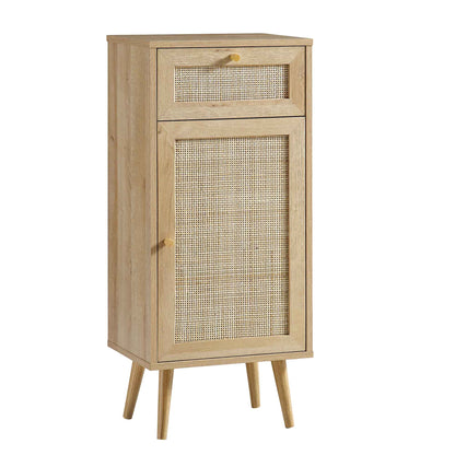 Meuble de salle de bain 1 porte en rotin tressé Frances, naturel