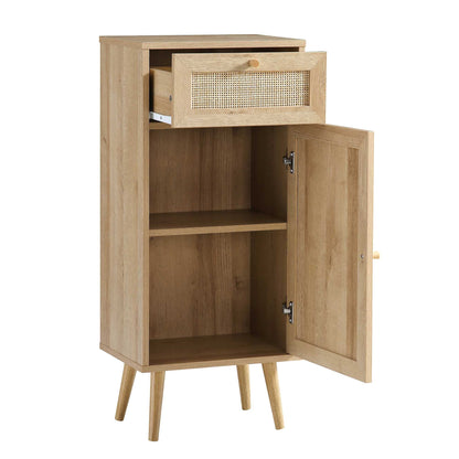 Meuble de salle de bain 1 porte en rotin tressé Frances, naturel