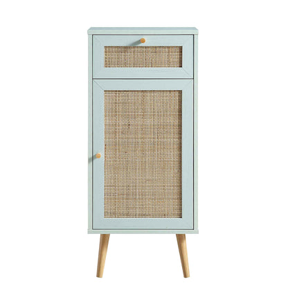 Armoire de salle de bain 1 porte en rotin tressé Frances, menthe