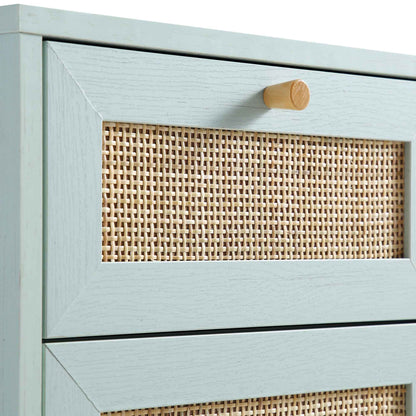 Armoire de salle de bain 1 porte en rotin tressé Frances, menthe