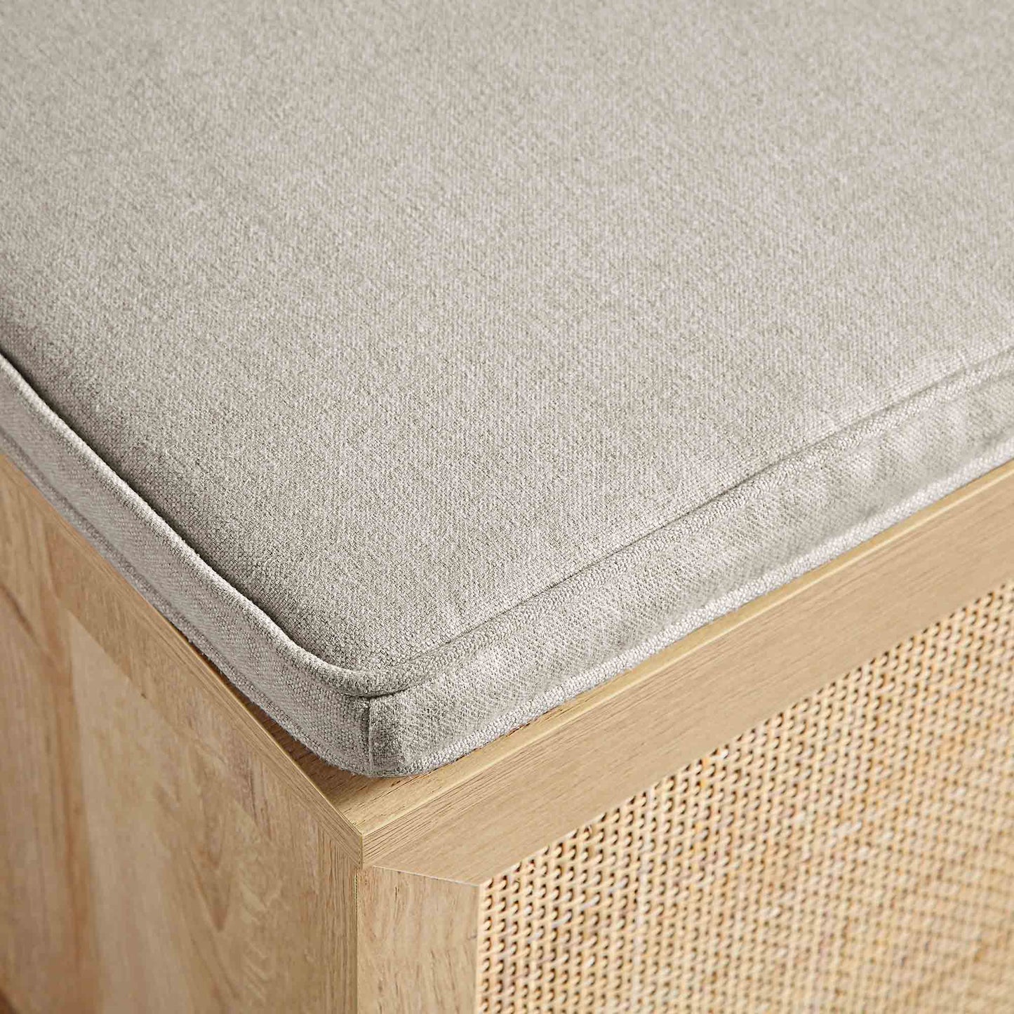 Tabouret de rangement simple en rotin tressé Frances avec coussin, naturel