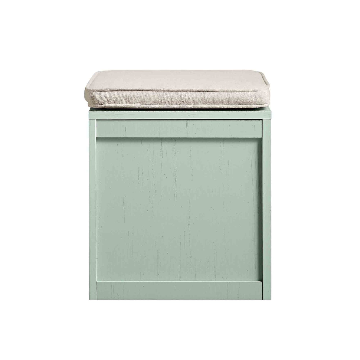 Tabouret de rangement simple en rotin tressé Frances avec coussin, menthe