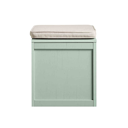 Tabouret de rangement simple en rotin tressé Frances avec coussin, menthe