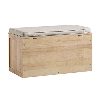 Tabouret de rangement double en rotin tressé Frances avec coussin, naturel