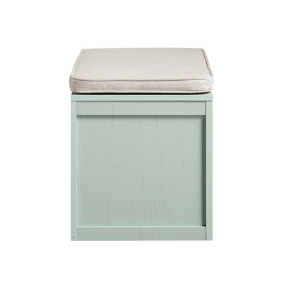 Tabouret de rangement double en rotin tressé Frances avec coussin, menthe