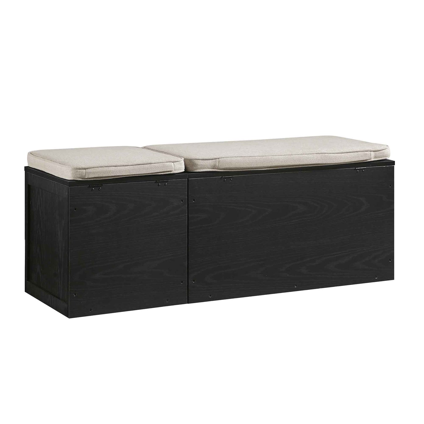 Ensemble de tabourets de rangement triples en rotin tressé Frances avec coussin, noir