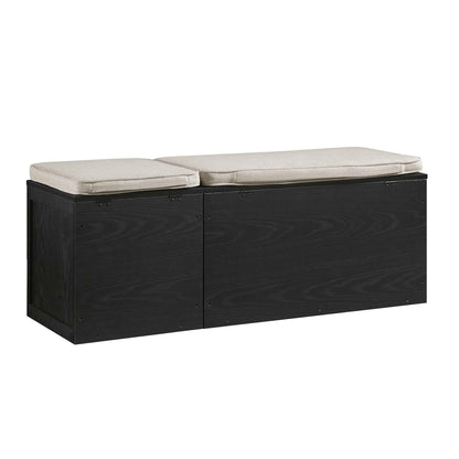 Ensemble de tabourets de rangement triples en rotin tressé Frances avec coussin, noir