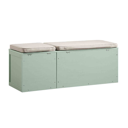 Ensemble de tabourets de rangement triples en rotin tressé Frances avec coussin, menthe