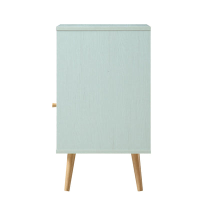 Table de chevet 1 porte en rotin tressé Frances couleur menthe