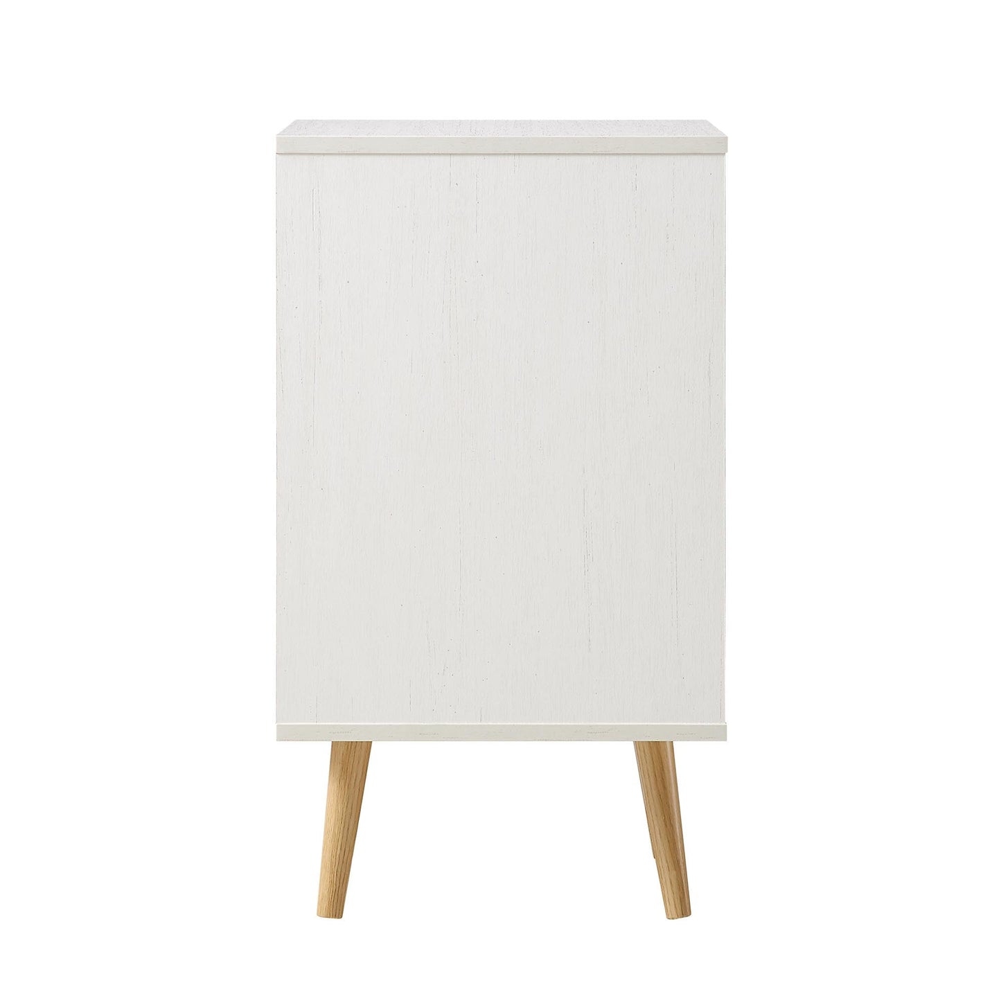 Table de chevet 1 porte en rotin tressé Frances, blanc
