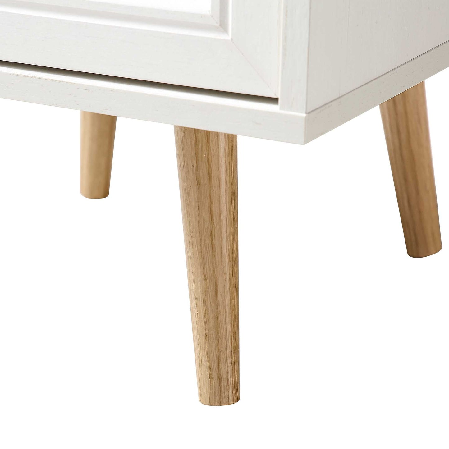 Table de chevet 1 porte en rotin tressé Frances, blanc