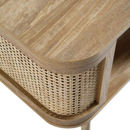 Table de chevet courbée en rotin Izzy, naturel