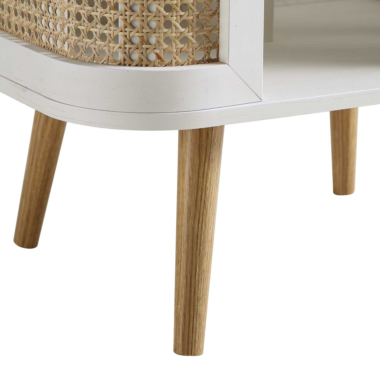 Table de chevet courbée en rotin Izzy, blanche