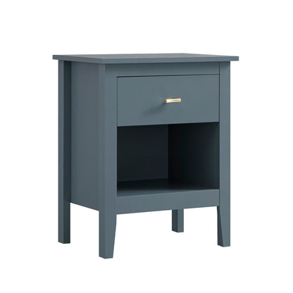 Table de chevet Oakham à 1 tiroir, bleu orageux