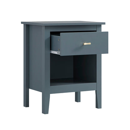 Table de chevet Oakham à 1 tiroir, bleu orageux