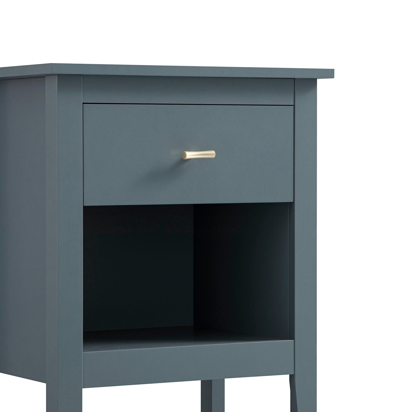Table de chevet Oakham à 1 tiroir, bleu orageux