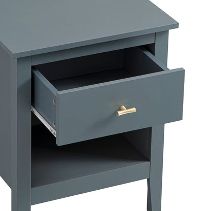 Table de chevet Oakham à 1 tiroir, bleu orageux