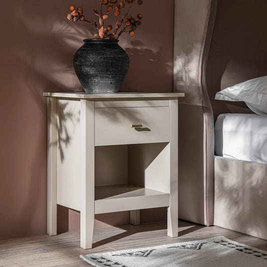 Table de chevet Oakham à 1 tiroir, blanc ombré