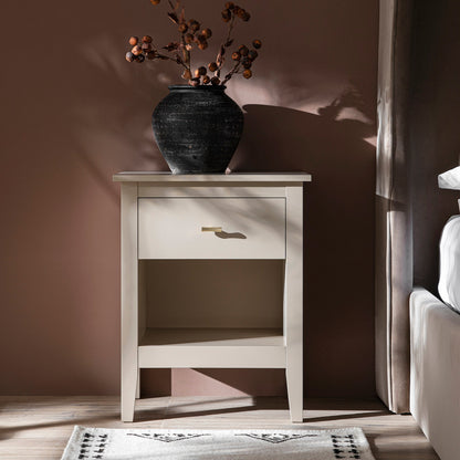 Table de chevet Oakham à 1 tiroir, blanc ombré
