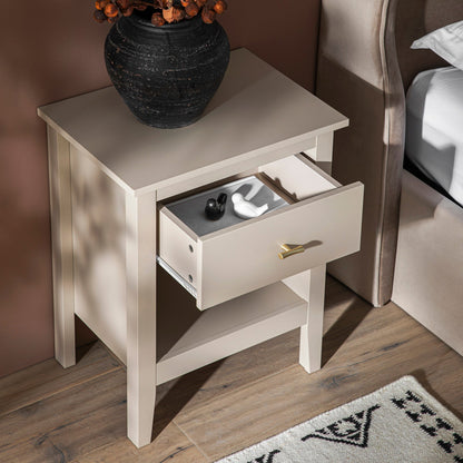 Table de chevet Oakham à 1 tiroir, blanc ombré