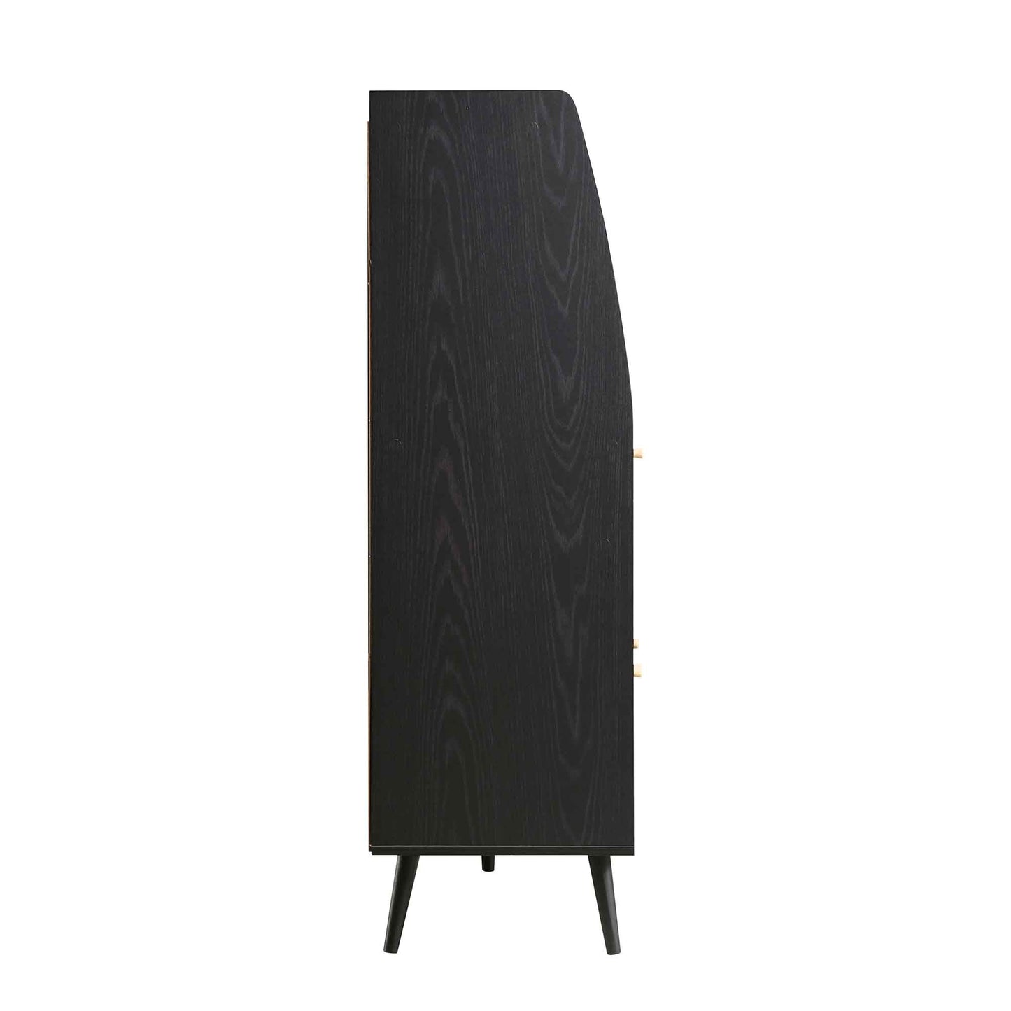 Armoire de cuisine en rotin tressé Frances, noire